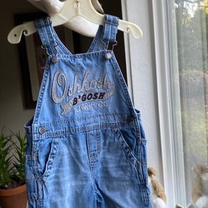 Oshkosh B’Gosh “Vintage” Overalls Soft Worn Denim Size 24mo Snap Legs EUC
